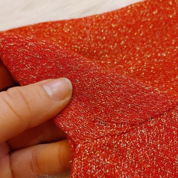 Cathy Daniels Red Shimmer Metallic Shiny Sequin Floral Flower Sheer Spakle XL - Picture 10 of 10